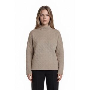 Tuckernuck Sport Quilted Pullover Top Women's Size Medium/Large Beige Mock Neck